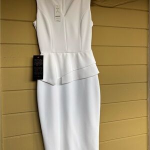 bebe White Peplum Midi Dress